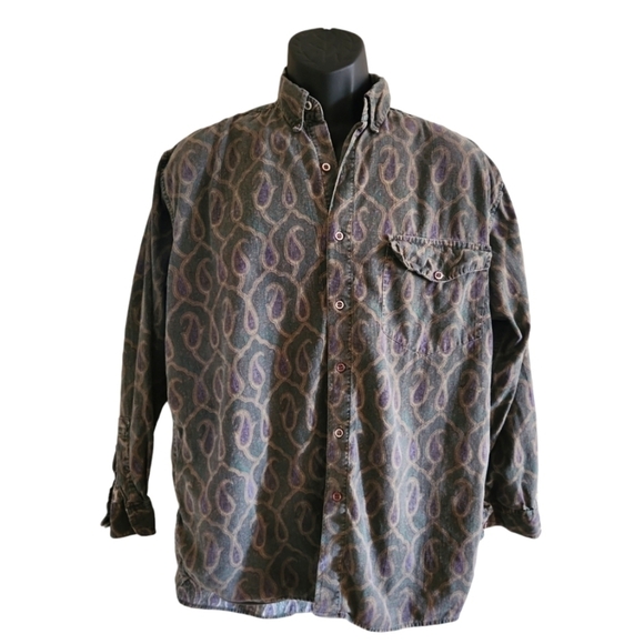 Vintage 90's Faded Paisley Button Down Shirt - Picture 1 of 7
